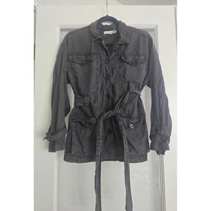 Young Fabulous & Broke Gray Tencel Utility Jacket Small Belted Button Up Revolve